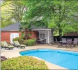  ??  ?? The 0.66-acre lot includes a fenced backyard with a sparkling swimming pool.