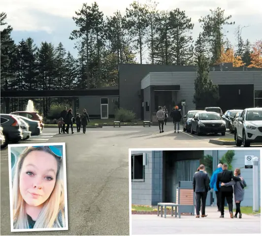  ?? PHOTOS CAPTURE D’ÉCRAN, TVA NOUVELLES, AGENCE QMI ET TIRÉE DE FACEBOOK ?? Au bas, à droite, des proches de la jeune Ophélie Martin-cyr (en médaillon) ont rendu un dernier hommage à la jeune femme de 19 ans hier à Trois-rivières. Des funéraille­s intimes ont eu lieu à l’écart des médias.