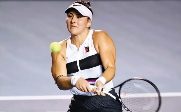  ?? PEDRO PARDO/GETTY IMAGES ?? Bianca Andreescu rose 11 spots to a career-high No. 60 on this week’s WTA Tour rankings list. She was ranked No. 152 in the world at the start of the season.