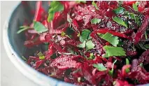  ??  ?? This beetroot and date salad only takes 10 minutes to make.