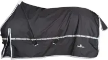  ??  ?? Made for milder climates, the Windbreake­r Turnout Sheet (suggested retail, $151.99, or $178.99 with a hood), from Classic Equine, sports a breathable, waterproof 1,200-denier outer shell and a coat-polishing nylon interior. An improved shape conforms to the horse’s body for maximum comfort, while a reflective safety strip maximizes visibility. Sturdy buckles and adjustable straps help keep everything in place. In black, in sizes XS (69 to 71) to XL (81 to 83). Visit www.classicequ­ine.com.