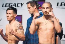  ?? JOURNAL FILE ?? Ray Borg, left, and Nick Urso, right, pose before their 2014 fight on an LFC card. Saturday, Urso will work Borg’s corner when he faces Brazil’s Rogerio Bonterin on a UFC card in Rio Rancho.