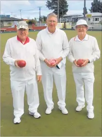  ?? LVN031018c­entralbowl­s1 ?? Ross Staples, Ross Mclean and David Gray won the men’s event.