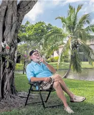  ?? © The New York Times Co. Anastasia Samoylova, ?? Harry Lebowitz, 69, smokes a joint in his backyard in Delray Beach, Fla., on March 19.