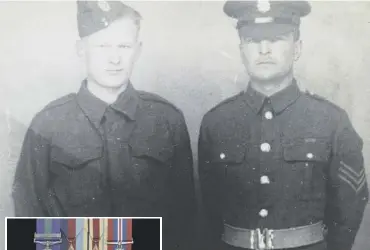  ??  ?? 0 Brothers Sapper Francis Drongin and Corporal Anthony Drongin and, left, their wartime medals