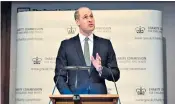  ??  ?? The Duke of Cambridge addressed the Charity Commission