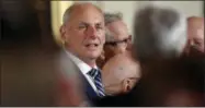  ?? THE ASSOCIATED PRESS ?? White House Chief of Staff John Kelly appears at event where President Donald Trump was bestowing the Medal of Honor to retired Army medic James McCloughan during a ceremony in the East Room of the White House in Washington on Monday.