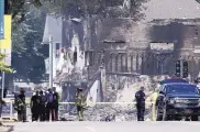  ?? STEVE APPS/WISCONSIN STATE JOURNAL ?? A large swath of downtown Sun Prairie remains closed Wednesday in the wake of a gas leak explosion Tuesday evening that leveled a downtown Sun Prairie bar.