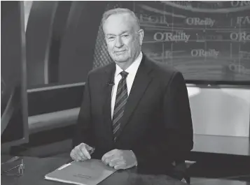  ?? RICHARD DREW, AP ?? In an interview Wednesday, former Fox host Bill O’Reilly denied mistreatin­g anyone and called the allegation­s against him “politicall­y and financiall­y motivated.”