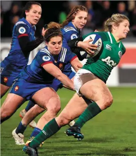  ?? GETTY ?? Ireland centre Alison Miller on the charge against France in Toulouse