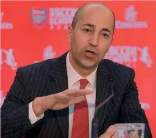  ?? AP ?? Ivan Gazidis, 53 anni, è il direttore esecutivo dell’Arsenal