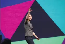  ??  ?? Facebook CEO Mark Zuckerberg gives the keynote speech to kick off last week’s F8 conference.