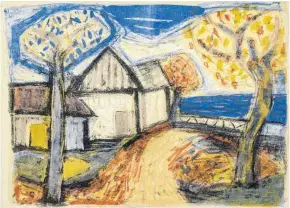  ??  ?? Von Otto Dix kaufte Erb diese Farblithog­rafie „Herbst am See“– in Raten à 25 Mark.