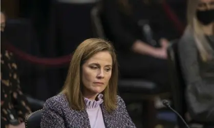  ??  ?? The supreme court nominee Amy Coney Barrett speaks during a confirmati­on hearing on 14 October on Capitol Hill in Washington. Photograph: Rod Lamkey/AP