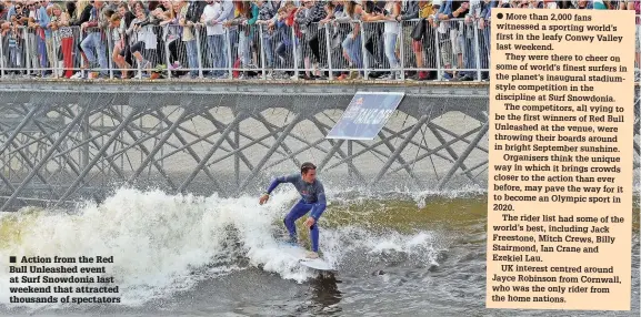  ??  ?? Action from the Red Bull Unleashed event at Surf Snowdonia last weekend that attracted thousands of spectators