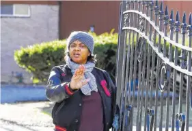  ?? THE ASSOCIATED PRESS ?? Monica Conyers, wife of Rep. John Conyers, D-Mich., speaks to the media outside her home Wednesday, in Detroit.