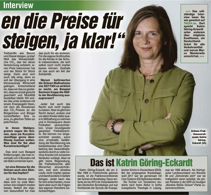  ??  ?? Grünen-Fraktionsv­orsitzende Katrin
GöringEcka­rdt (55)