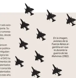  ??  ?? En la imagen, aviones de la Fuerza Aérea argentina en vuelo durante la guerra de las Malvinas (1982).