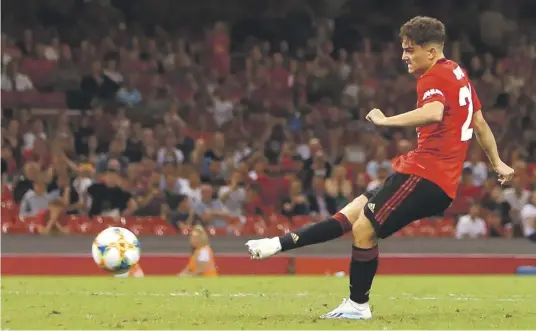  ?? ?? It is unfair for the entire weight of a team’s failure to rest on only one player’s shoulders. Photo shows Daniel James taking a penalty in a different match. PHOTO: GEOFF CADDICK/AFP