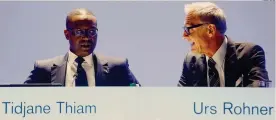  ??  ?? Credit Suisse. Il ceo Tidjane Thiam (a sinistra) e il presidente Urs Rohner