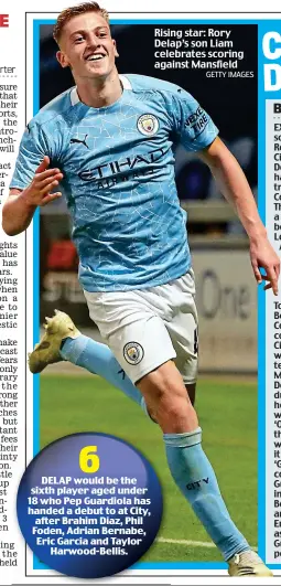  ?? GETTY IMAGES ?? Rising star: Rory Delap’s son Liam celebrates scoring against Mansfield