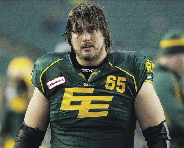  ?? IAN KUCERAK/FILES ?? Offensive lineman Simeon Rottier, the first Alberta Golden Bears player to be selected No. 1 in a CFL draft, has retired from football days before the start of Edmonton Eskimos training camp after injuries from his 124-game career took their toll.
