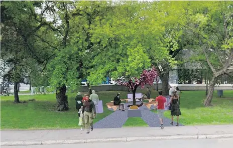  ?? CITY OF SASKATOON ?? This rendering shows a proposed memorial to victims of impaired driving, paid for by Mothers Against Drunk Driving, to be located on the north lawn area of Saskatoon City Hall at 24th Street near Fourth Avenue.