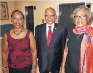  ??  ?? From left: Norma Harrack, ceramic artist and secretary of the JamaicaChi­na Friendship Associatio­n (JCFA); Prof Sir Kenneth Hall, former governor general of Jamaica; and Lady Hall at the JCFA dinner.