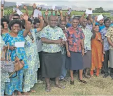  ?? Photo: Arieta Vakasukawa­qa ?? Recipients of the Micro and Small Business Grant with the Minister for Forestry, Osea Naiqamu and the Minister for Industry, Trade and Tourism, Faiyaz Koya in Ba on September 16, 2017.