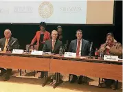  ?? [PHOTO BY CHRIS CASTEEL, THE OKLAHOMAN] ?? Candidates Gary Jones, Connie Johnson, Mick Cornett, Kevin Stitt and Joe Exotic prepare Thursday for a gubernator­ial forum on the campus of Oklahoma State University in Stillwater.