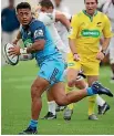  ??  ?? Augustine Palu is a combative halfback who may prove an influentia­l figure for the Blues.