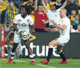  ?? GETTY IMAGES ?? Marland Yarde (left) celebrates an England try.