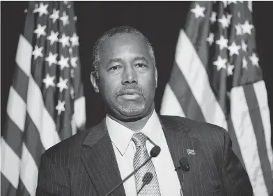  ?? JOHN LOCHER / THE ASSOCIATED PRESS ?? Republican presidenti­al candidate Ben Carson said Thursday that Americans should be fearful of a terrorist attackin the U.S. because the Islamic State poses “so much greater a threat” than al-Qaida did before and after 9/11.