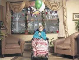  ?? AP FILE ?? Adele Dunlap celebrates her 114th birthday at Country Arch Care Center in Pittstown, N.J., last December. Dunlap, believed to be the oldest person in the U.S., died Sunday.