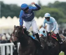  ?? Reuters ?? Jockey William Buick celebrates after guiding Blue Point to an impressive victory in the King’s Stand Stakes yesterday