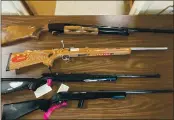  ?? PHOTO COURTESY OF THE MENDOCINO COUNTY SHERIFF’S OFFICE ?? Stolen firearms recovered from the burglary of a business in Covelo.