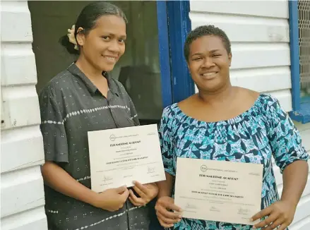  ?? Photo: Inoke Rabonu ?? Iliana Clarette Nalu (right) after their graduation at the Fiji Maritime Academy in Suva on October 16, 2020.