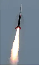  ?? ?? New heights: the vikram-s blasting off from Sriharikot­a. —AFP