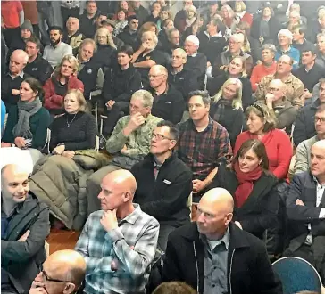  ??  ?? There was a big turnout for a public meeting in Tarras last night where Christchur­ch Internatio­nal Airport representa­tives defended a plan to build an internatio­nal airport in the Central Otago village.