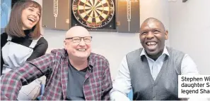  ??  ?? Stephen Wilson with daughter Sarah and City legend Shaun Goater