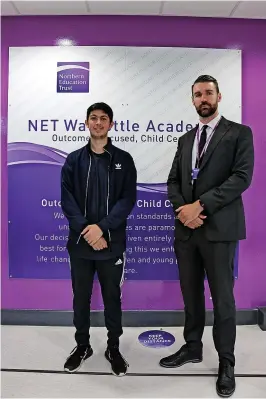  ?? ?? ■ Star student Tim Bodani with Walbottle Academy principal Martin Wood