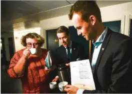  ?? FOTO: NTB SCANPIX ?? VIL SPEILE ALLE: Partileder­trioen Olaug Bollestad, Knut Arild Hareide og Kjell Ingolf Ropstad ber Agder om å velge delegater som speiler ulikemenin­ger i KrF.