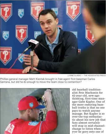  ?? LYNNE SLADKY — THE ASSOCIATED PRESS ?? Phillies general manager Matt Klentak brought in free agent first baseman Carlos Santana, but did he do enough to move the team close to contention?