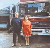  ?? ?? Brian Wilson, above, and with his mother, Gertrude, left, is still behind the wheel of his HGV 70 years after he started his driving career in 1953