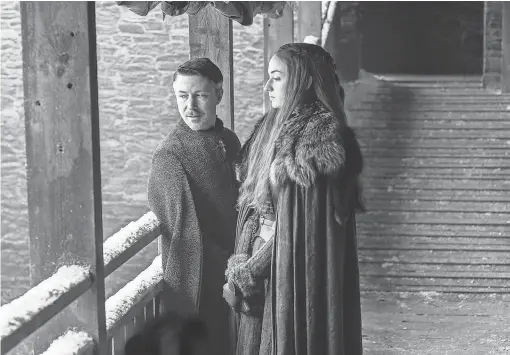  ??  ?? Will the Machiavell­ian Littlefing­er ( Aidan Gillen) continue to wield his influence over Sansa ( Turner) as he once did? “He’s been taking Sansa under his wing and watching her grow into this formidable player,” Gillen says.