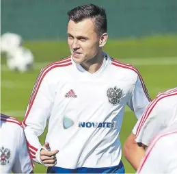  ?? AGENCIAS ?? ▶▶ Cheryshev, durante un entrenamie­nto con la selección nacional de Rusia.