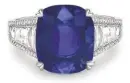  ??  ?? Cushion-cut unheated Sri Lankan sapphire ring 9.02CT in Platinum, price on applicatio­n (01789 267072; www.pragnell.co.uk)
