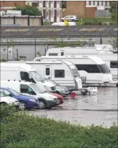  ??  ?? The travellers’ caravans took over the Neptune car park in Herne Bay for four days and, right, caravans at the Kingsmead coach park last week