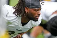  ?? KEITH SRAKOCIC/ASSOCIATED PRESS ?? Steelers running back Najee Harris stretches during training camp July 27 in Latrobe, Pa.