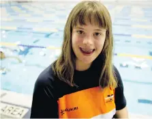  ??  ?? Julia Lane trains with the Windsor Aquatic Club at the Windsor Internatio­nal Aquatic and Training Centre. She’ll compete with Team Canada.